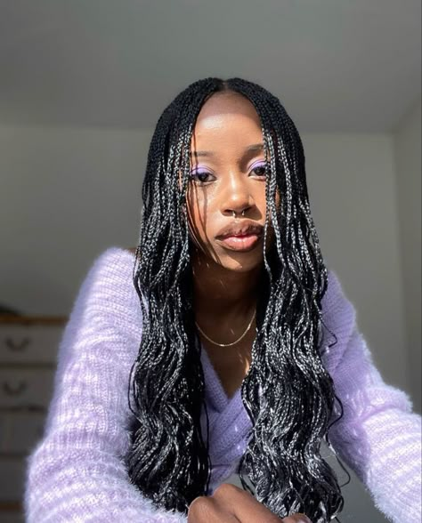 Medium Micro Braids, Micro Braids For Black Women, Medium Braids For Black Women, Curly Braids For Black Women, Box Braids Inspiration, Medium Braids, Micro Braids Styles, Micro Braids Hairstyles, Box Braids Hairstyles For Black Women