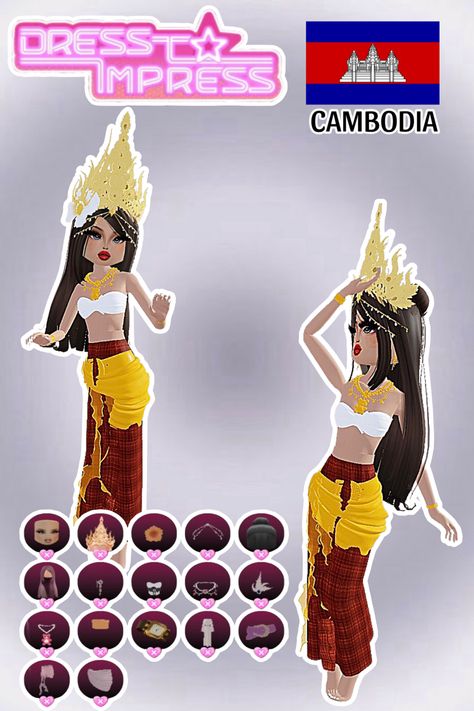 • 🏵️ • - #fyp #dti #dresstoimpress #dress #to #impress #roblox #dtiideas #aesthetic #outfitideas #dresstoimpressideas #idea #board #pin #robloxpin #robloxdti #robloxdresstoimpress Dti Culture Fits, Dress To Impress My Culture, Ur Culture Dress To Impress, Your Culture Outfit Dress To Impress, Culture Dress To Impress, Your Culture Dress To Impress, Cambodia Outfit, Dress Impress, Coronation Dress