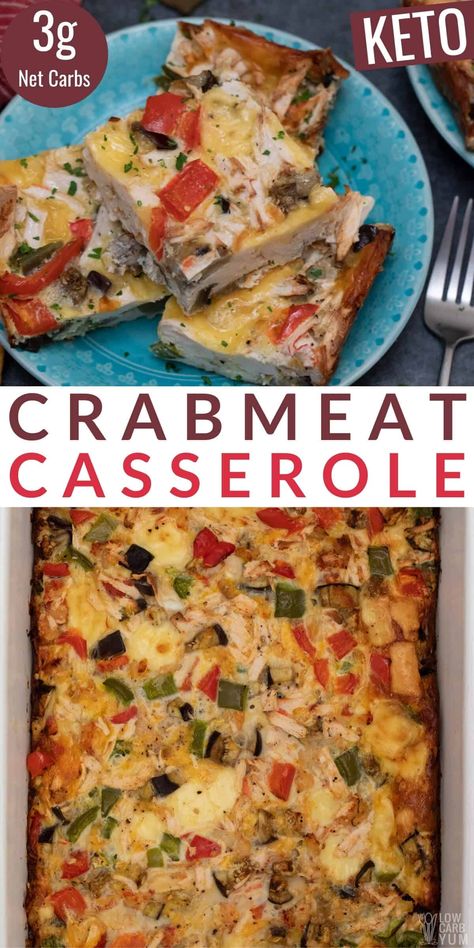 Chicken And Crab Meat Recipes, Crabmeat Casserole, Can Crab Meat Recipes, Immitation Crab Recipes, Crab Meat Salad, Crab Casserole, Seafood Casserole Recipes, Casserole Bake, Canned Crab Meat