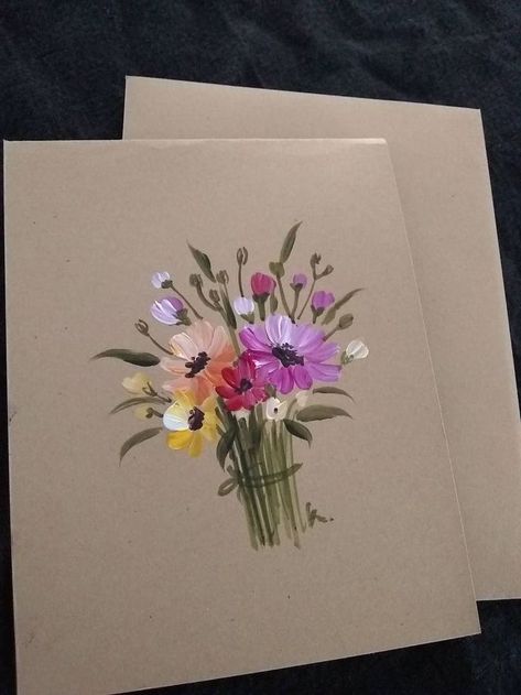 Birthday Card Drawing, Hand Painted Card, Diy Watercolor Painting, Art Carte, Paint Cards, Watercolor Flower Art, Watercolor Art Lessons, Acrylic Flowers, Painting Lessons