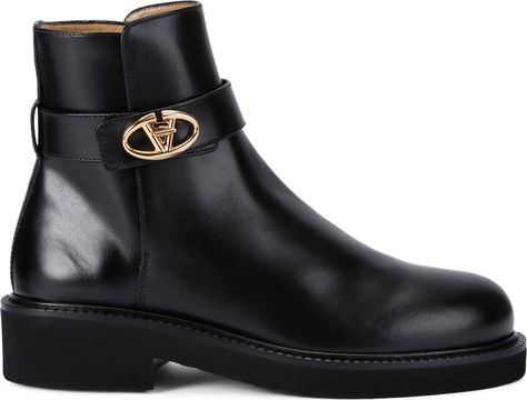 Valentino Garavani Leather VLogo Locker Boots 40 Valentino Garavani, Lockers, Boots, Leather