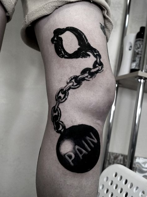 Ball And Chain Tattoo, Pain Sketch, Chain Tattoo, Ball And Chain, Steve O, Explore Tattoo, No Love, Book Tattoo, Image House