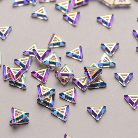 Purchase Triangle Hollow Shape Crystal AB Flat Back Fancy Rhinestones Fancy Nail Art, Rhinestone Projects, Crystal Falls, Crystal Nails, Moon Shapes, Crystal Ab, Fancy Nails, Blue Zircon, Nail Shapes