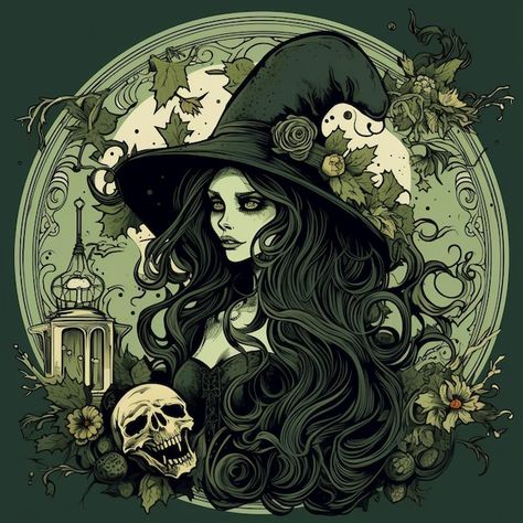 Photo art nouveau art style gothic witch... | Premium Photo #Freepik #photo Art Nouveau Halloween, Dark Art Nouveau, Goth Wallpapers, Gothic Art Nouveau, Vintage Witch Art, Goth Witch, Witchy Art, Gothic Witch, Goth Wallpaper