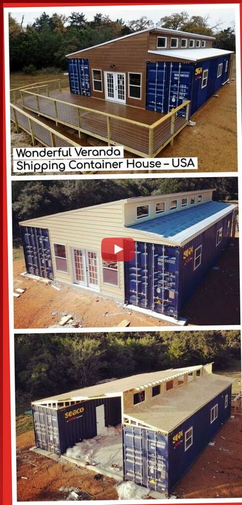 ✓Take a closer look at the shipping container house with a wonderful veranda with Livinginacontainer! Click here to learn about container houses and more. barndominium ideas small, barndominium ideas interiors, farmhouse barndominium, barn house plans..!! Shipping Container Cabin, Shipping Container Home Designs, Container Cabin, Shipping Container House Plans, Container Buildings, Container Houses, Building A Container Home, Container House Plans, Casa Container