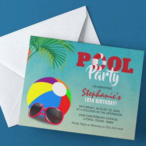 $ 1.27 | Budget Fun Pool Party Birthday Invitation - pool party, birthday, kids, summer, childrens, fun, colorful, budget kids birthday party invites, swimming, splish splash Budget Kids Birthday Party, Pool Party Gift, Pool Party Games, Pool Party Birthday Invitations, Birthday Party Invites, Pool Birthday, Pool Party Invitations, Birthday Kids, Kids Birthday Party Invitations