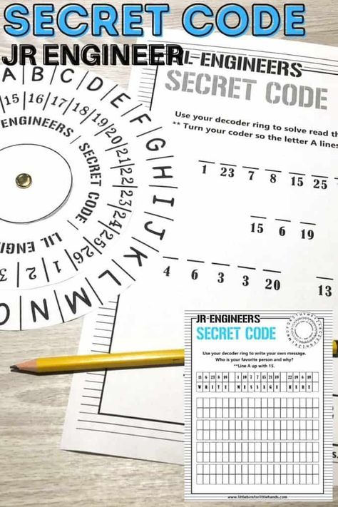 Your little engineer will enjoy discovering secret messages with this DIY Secret Decoder Ring! Engaging your child in STEM learning has never been so fun and easy. Check out these free printables to challenge your child's learning with a DIY Secret Decoder Ring today! Secret Decoder Printable, Scientific Method For Kids, Secret Decoder, Decoder Ring, Decoding Activities, Coding Activities, Chemistry Activities, Preschool Prep, Slime Recipes