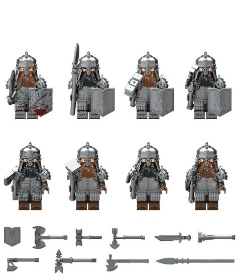 Lego Lord Of The Rings Minifigures, Dain Ironfoot, Hobbit Dwarves, Lego Figurine, Lego Hobbit, Lego Wallpaper, Lego Accessories, Lego Army, Amazing Lego Creations