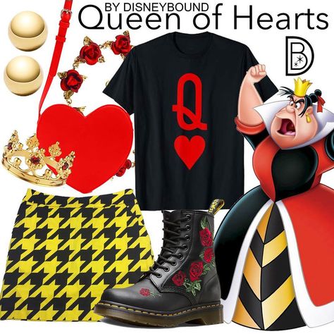 Disney Bound Outfits Villians, Disney Bounding Outfits, Bounding Outfits, Disneyland Dress, Halloween Costumes Women Scary, Disney Bound Outfits Casual, Disney Themed Outfits, Heart Costume, Queen Of Hearts Costume