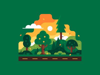 Fall Road Trip Alex Pasquarella, Road Illustration, Drone Delivery, Fall Illustration, Fall Road Trip, Vector Art Design, Illustration Art Design, Flat Design Illustration, Daily Ui