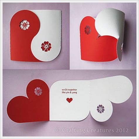 30 Cool Handmade Card Ideas For Birthday, Christmas and other Special Occasions - Page 3 of 3 - Bored Art Valentine Heart Card, Boyfriend Crafts, Seni Dan Kraf, Wrapping Ideas, Heart Cards, Romantic Valentine, Kirigami, Creative Cards, Love Cards