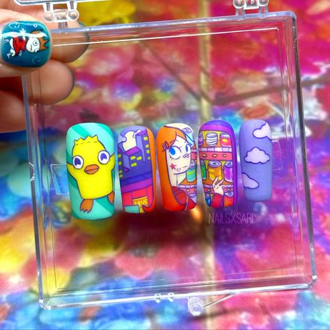 phineas and ferb candace flynn character nail art press on nail art for summer Phineas And Ferb Nails, Phineas And Ferb Candace, Colorful Summer Nails, Nail Art For Summer, Character Nail Art, Press On Nail Art, Art For Summer, Candace Flynn, Kid Core Aesthetic