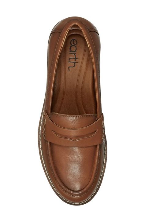 Earth® Javas Penny Loafer in Rum at Nordstrom, Size 10 #WomensFashion #OutfitIdeas #ShoesAndBags
 #WomenBags , https://whispers-in-the-wind.com/stepping-up-your-style-a-guide-to-different-types-of-loafers/? Cute Winter Shoes For Women Casual, Women Flat Shoes Classy, Women’s Loafers With Socks, Outfits With Penny Loafers Women, Women’s Loafers, Shoes For Wide Feet Woman, Shoes For Flat Feet Women, Skirts And Loafers, Penny Loafers For Women Outfits