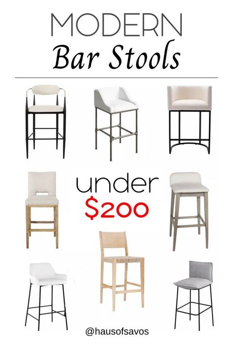 Bar Stools Kitchen Island White Cabinets, Black And White Barstool, Modern Barstools In Kitchen With Backs, Cozy Bar Stools, Black Bar Stools Kitchen Island Modern, Low Profile Bar Stools, Bar Stools For Black Kitchen Island, Black Counter Stools Kitchen, Neutral Bar Stools