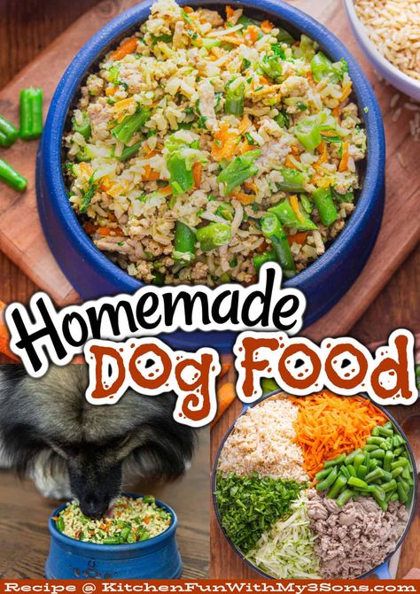 With this Homemade Dog Food, you can ensure that your canine companion is always enjoying a healthy meal. It’s made with real and fresh ingredients that they will love. Making Fresh Dog Food, Home Made Dog Food Recipes Vet Approved, Homemade Dog Meals, Dog Food Recipes Homemade, Dogs Recipes, Fresh Dog Food, Doggy Treats, Make Dog Food, Healthy Dog Treats Homemade