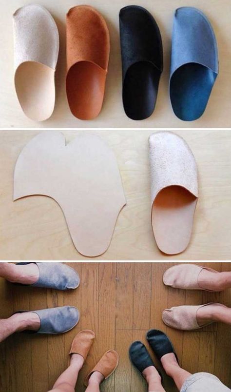 Awesome  Crafts for Men and Manly DIY Project Ideas Guys Love - Fun Gifts, Manly Decor, Games and Gear. Tutorials for Creative Projects to Make This Weekend | Simple DIY Homemade Slippers for Home  |  http://diyjoy.com/diy-projects-for-men-crafts Magical Crafting, Diy En Cuir, Diy Projects For Men, Hantverk Diy, Diy Sy, Projek Menjahit, Diy Slippers, Manly Decor, Man Crafts