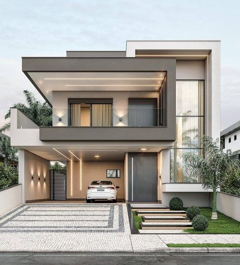 Bilik Idaman, House Outer Design, Eksterior Modern, Contemporary House Exterior, Small House Design Exterior, Best Modern House Design, Modern Small House Design, Casa Country, Architect Design House