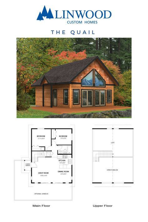 Cabin With Loft, Linwood Homes, Casas Country, Plan Chalet, Small Cabin Plans, Wohne Im Tiny House, House Plan With Loft, Small Basement, Cabin Floor Plans