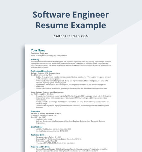 Software Engineer Resume Example & Writing Tips Software Developer Resume, Software Engineer Resume, It Resume, Engineer Resume, Machine Learning Projects, Free Resume Template Download, Resume Layout, Cover Letter Example, Simple Resume