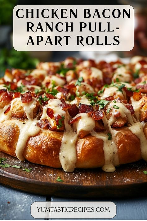 Looking for the ultimate party snack or quick family dinner? These Chicken Bacon Ranch Pull-Apart Rolls are packed with gooey cheese, savory chicken, crispy bacon, and zesty ranch dressing. Perfect for game days or cozy nights in. Don’t wait—this recipe will be your new favorite!

#PullApartRolls #BaconLovers #ChickenRecipes #EasyDinnerIdeas #CheesyGoodness Chicken Bacon Ranch Poppers, Chicken Bacon Ranch Crescent Rolls, Chicken Bacon Ranch Flatbread, Chicken Bacon Ranch Sliders, Zesty Ranch, Quick Family Dinners, Chicken Crispy, Chicken Rolls, Party Snack