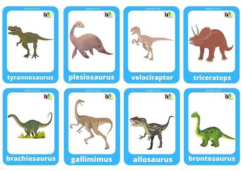 Free Printable Mini Flashcards Topic Dinosaur For ESL Teacher in Kindergarten Preschool Flashcards Free Printable, Dinosaur Games, Esl Teachers, English Language Learning, Game Cards, Recipe Cards, English Language, Dinosaurs, Free Printable