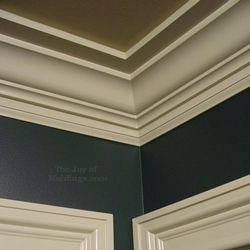 CROWN MOLDING-103 Ceiling Crown, Crown Molding Installation, Bedroom Ceilings, Diy Crown Molding, Molding Design, Craftsman Trim, Ceiling Design Bedroom, Crown Moulding, Trim Work