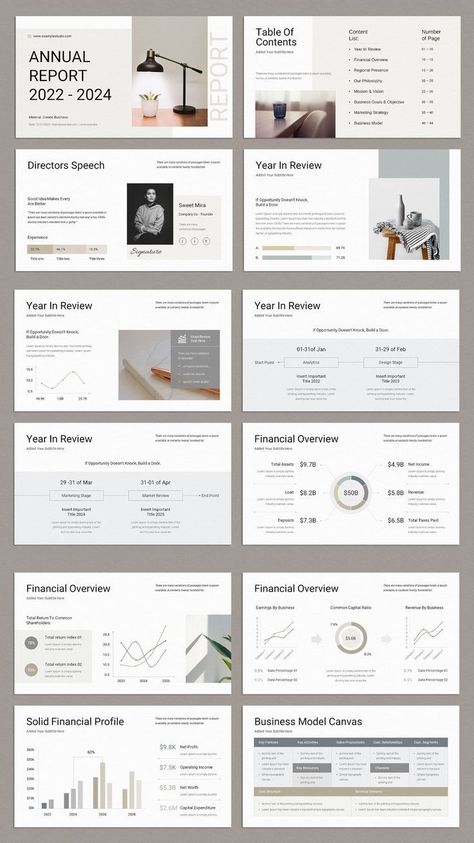 Annual Report Presentation Template / 44 Page Product Manager Portfolio, Report Presentation Design, Presentation Cover Page, Apple Presentation, Powerpoint Presentation Ideas, Table Of Contents Design, Digital Presentation, Report Design Template, Report Presentation