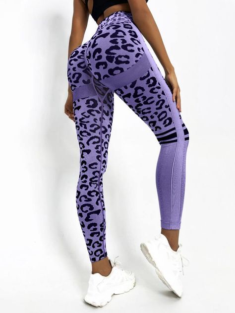 Sporty Leggings, Running Trousers, Tie Dye Pants, Fitness Pants, Purple Collar, Animals Print, Yoga Suit, Ankle Length Leggings, Workout Clothing