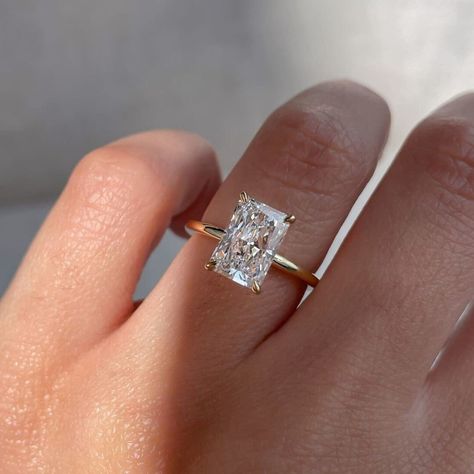 3CT Solid Gold Radiant Cut Moissanite Engagement Ring with Hidden Halo/Anniversary Ring/Promise Ring/Anniversary Gift for Girlfriend --> engagement ring, art deco ring women, promise ring, gift for her, hidden halo ring, bridal ring, vintage ring, gift for girlfriend, 2ct moissanite ring, ring for women, anniversary ring, proposal ring, gold moissanite 💎Description of Ring💎 --> Moissanite Details:- --> Shape:  Radiant Cut Moissanite --> Size: 3 CT --> Color: Near Colorless --> Clarity: VVS --> Low Set Radiant Engagement Ring, Gold Band With Rectangle Diamond, Oval Vs Radiant Engagement Ring, Simple Radiant Engagement Rings, Moissanite Engagement Ring Rectangle, Gold Square Ring, Gold Wedding Rings Emerald Cut, 4ct Radiant Engagement Ring, Elongated Radiant Engagement Ring Gold