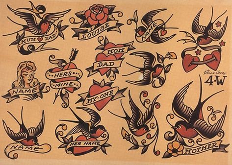 Sailor Jerry Tattoo, Desenhos Old School, Sailor Jerry Flash, Sailor Jerry Tattoo Flash, Jerry Tattoo, Sailor Tattoos, Monami Frost, Sailor Tattoo, Timeless Tattoo