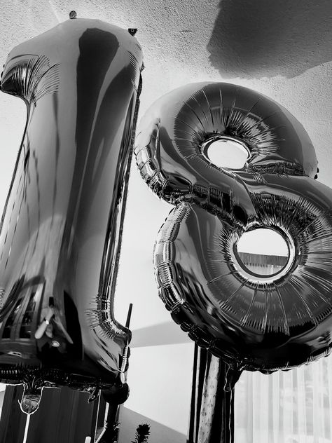 18th birthday balloons in black and white Space Iphone Wallpaper, Happy Birthday 18th, House Of Balloons, Cute Birthday Pictures, Sixteenth Birthday, Ariana Grande Wallpaper, Golden Birthday, 18th Birthday Party, 17th Birthday