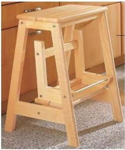 How to Make a Sliding Step: Ever needed a step and also a stool well here is a guide how to build a sliding step stool. This is just a simple project what I designed at school, this is why it has so many steps. Step Stool Diy, Workshop Stool, Diy Stool, Wooden Step Stool, Folding Step Stool, Woodworking School, Electronic Projects, Wood Crafting Tools, Folding Furniture