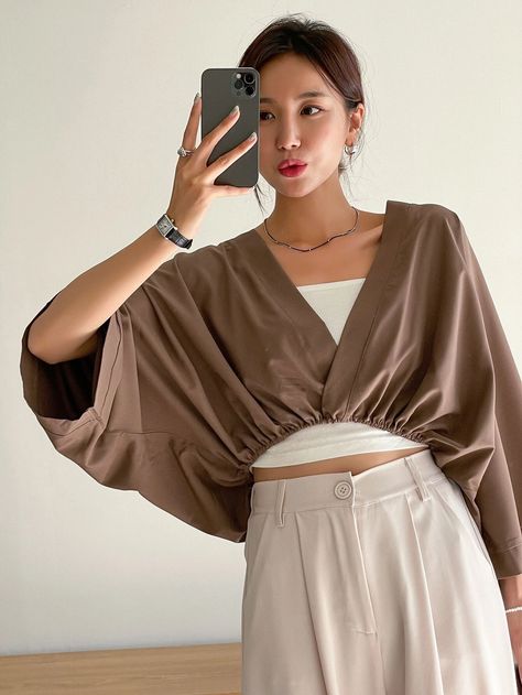 DAZY Solid Batwing Sleeve Blouse Without Camisole | SHEIN USA Batwing Sleeve Blouse, Women Blouses, Men's Beauty, Batwing Sleeve, Bat Wings, Blouses For Women, Bell Sleeve Top, Sleeve Blouse, Blouses