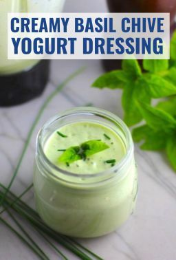 This Creamy Basil & Chive Yogurt Dressing with Lemon and Honey is creamy, light, savory, with a hint of sweetness. It's super easy with all ingredients going into the blender for a homemade dressing in minutes.  Its delicious on salads, drizzled over roasted veggies, on chicken, and so much more!  #salad #dressingrecipes #light #healthyrecipes #healthylunch #healthyfood Creamy Basil Dressing, Easy Spring Recipes, Busy Mom Recipes, Lemon And Honey, Delicious Family Dinners, Basil Recipes, Yogurt Dressing, Delicious Appetizer Recipes, Homemade Dressing