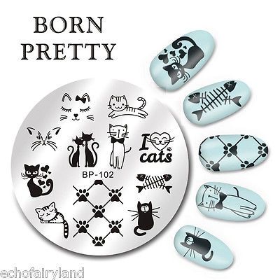 BORN PRETTY Nail Art Stamping Image Plate Template DIY Cute Cats Design BP-102 https://t.co/kwzMkwUP30 https://t.co/mhoxY68ETl Kitschy Nails, Round Nail Art, Pattern Nail Art, Nail Art Stencils, Steel Nail Art, Image Nails, Cat Nail, Stamp Diy, Nail Art Images