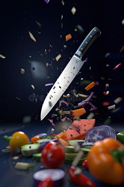 Stainless knifes stock photos Chef Knife Design, Knife Photoshoot, Knife Advertising, Knife Photography, Dark Food, Gradient Color Design, Blur Photo, 3d Motion, Knife Design