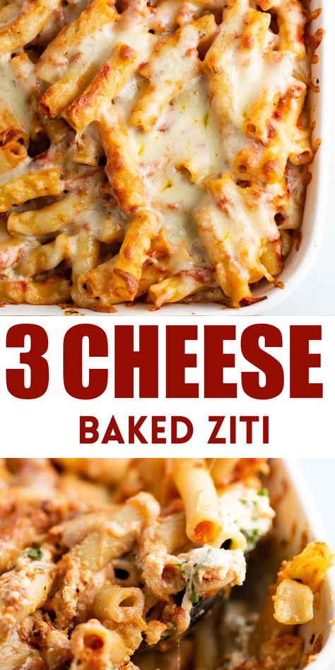 Baked Ziti Cottage Cheese, Baked Ziti With Cottage Cheese, Simple Pasta Dinner, Cheese Baked Ziti, Cheese Ziti, Slow Cooker Baked Ziti, Easy Baked Ziti, Ziti Recipe, Slow Cooker Baking