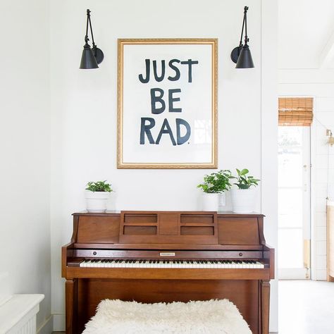 Head Designer Eva's Schoolhouse | "Just Be Rad" #justberad #schoolhouse #headdesigner #farmhousestyle #farmhousedesign #designers #designer #design #piano #naturallight #gfamily #gdesign #gdesignllc#bayareadesigner Scandinavian Home Design, Modern Farmhouse Decor Ideas, Piano Decor, House Games, Piano Room, Sports Room, Eclectic Living Room, Diy Farmhouse Decor, Room Lighting