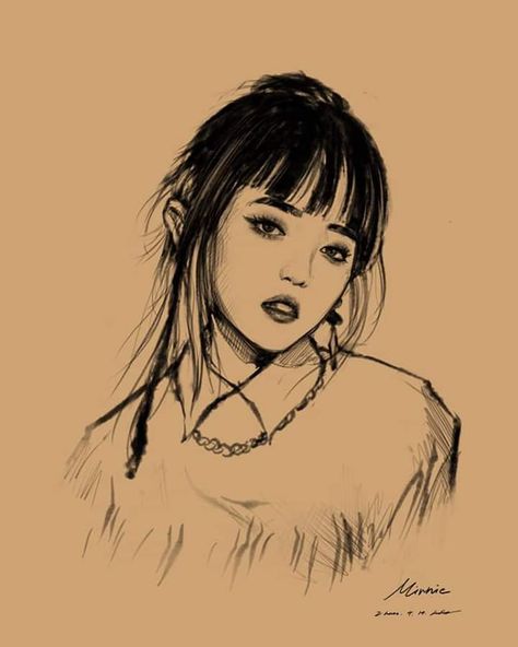 #minnie #gidle #idle #fanart Minnie Fanart Gidle, Kpop Idol Anime Art, Shuhua Fanart, Gidle Fanart, Boy And Girl Sketch, Minnie Gidle, Neverland Art, Animation Art Sketches, Cool Pencil Drawings