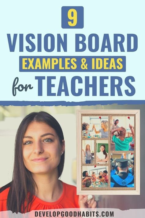 9 Vision Board Examples & Ideas for Teachers Student Teacher Vision Board, Teachers Vision Board, Teacher Vision Board Ideas, Vision Board Teacher, Vision Board Activity, Teacher Vision Board, Kids Vision Board, Vision Board Workshop, Vision Board Words