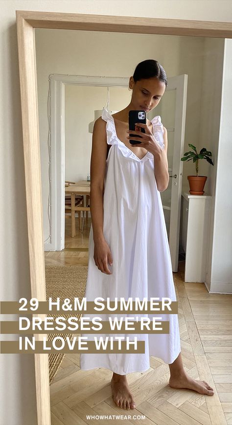 The fashionable summer dresses we're buying from H&M this season. Hm Dress H&m, H&m Dresses, H&m Summer Maxi Dress, H&m Dress, Long Summer Dress Outfits, White Long Dress Summer, Affordable Summer Dresses, Summer Shoot, Neutral Dress