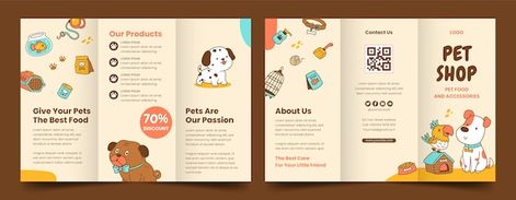 Free vector hand drawn pet shop brochure | Free Vector #Freepik #freevector #pet-shop #pet-template #pet-care #animal-care Pet Brochure, Pet Grooming Advertising, Animal Brochure, Pet Photoshoot, Kids Branding Design, Brochure Sample, Pet Food Shop, Pet Event, Pet Branding