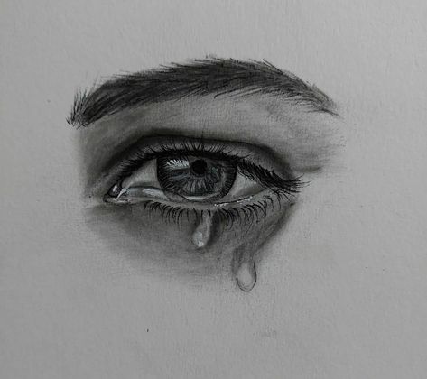 Eye Drawing Sketch, How To Draw Tears, Anatomical Heart Drawing, Realistic Face Drawing, Crying Eyes, Realistic Eye Drawing, Tears In Eyes, Eye Sketch, Realistic Eye