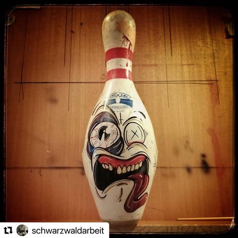 Bowling Pin Painting Ideas, Bowling Pin Art, Incredible Hulk Tv, Duck Pin, Pinstripe Art, Duck Pins, Rat Fink, Sign Painting, Spare Change