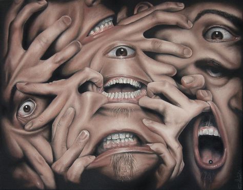 Christian Edler’s Self Portraits Show the Artist At Odds with Himself | Hi-Fructose Magazine Distortion Art, Auditory Hallucination, Art Alevel, Design Editorial, Encaustic Painting, Gcse Art, A Level Art, Ap Art, Surreal Art