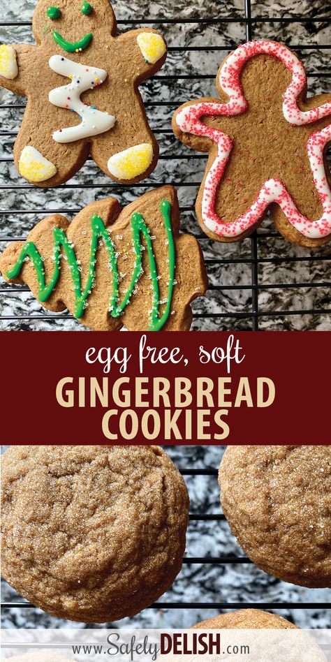 Egg Free Gingerbread, Egg Free Cookies Recipes, Paleo Gingerbread Cookies, Best Gingerbread Cookie Recipe, Cookies Without Eggs, Healthy Gingerbread Cookies, Vegan Gingerbread Cookies, Egg Substitutes, Easy Gingerbread Cookies