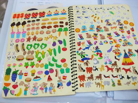 Cool sticker book collection!! Sticker Book Collection, Sticker Collection Book, Collecting Stickers, Sticker Journaling, School Toys, Childhood Memories 80s, Childhood Things, 1980s Childhood, Old School Toys