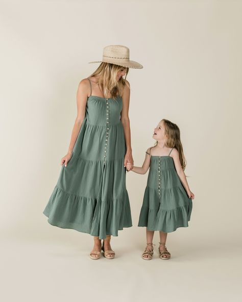 The Tiered Maxi Dress is Rainforest from Rylee & Cru Mom Daughter Outfits, Mommy Daughter Outfits, Mother Daughter Fashion, Mother Daughter Matching Outfits, Boho Mode, Mother Daughter Outfits, Mother Daughter Dress, Mommy And Me Dresses, Frocks For Girls