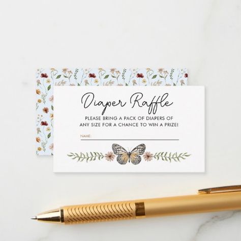 $0.30 | Little Wildflower Boho Diaper Raffle Baby Shower E #wildflower baby shower, watercolor floral, rustic boho flowers, elegant script calligraphy, a little wildflower, baby in bloom, spring, diaper raffle, flower pattern, pastel blue Wildflower Theme, Calligraphy A, Baby Shower Party Invitations, Blue Baby Shower Invitations, Rustic Baby Shower Invitations, Wildflower Baby Shower, Boho Baby Shower Invitations, Baby In Bloom, Watercolor Butterfly