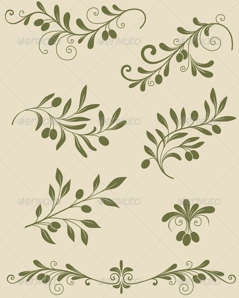 Floral Food, Olive Branch Tattoo, Branch Tattoo, Branch Vector, Flower Silhouette, Vector Graphics Design, Food Fruit, Branch Design, Olive Leaf